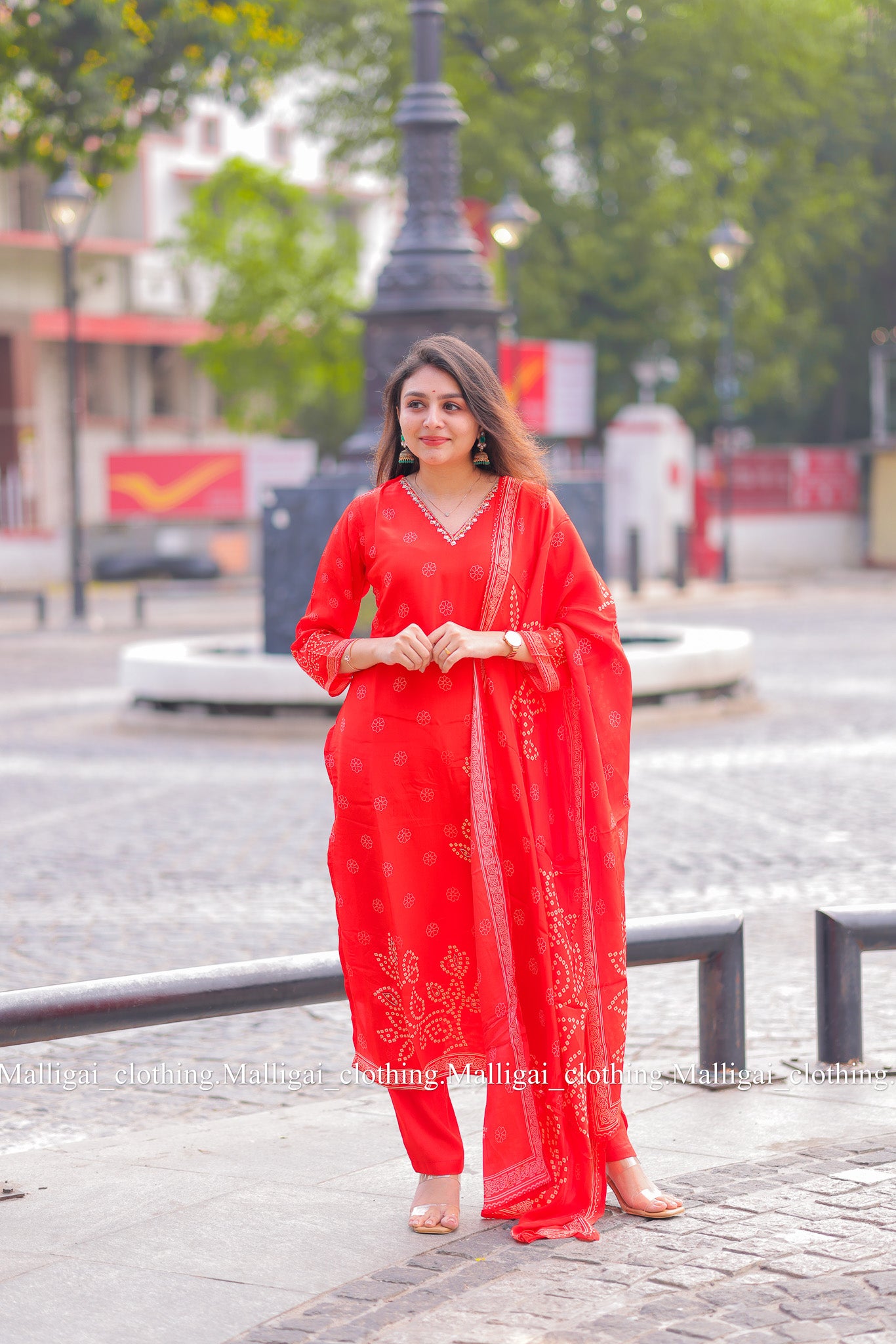 Pure Muslin Silk - Salwar Suit Red