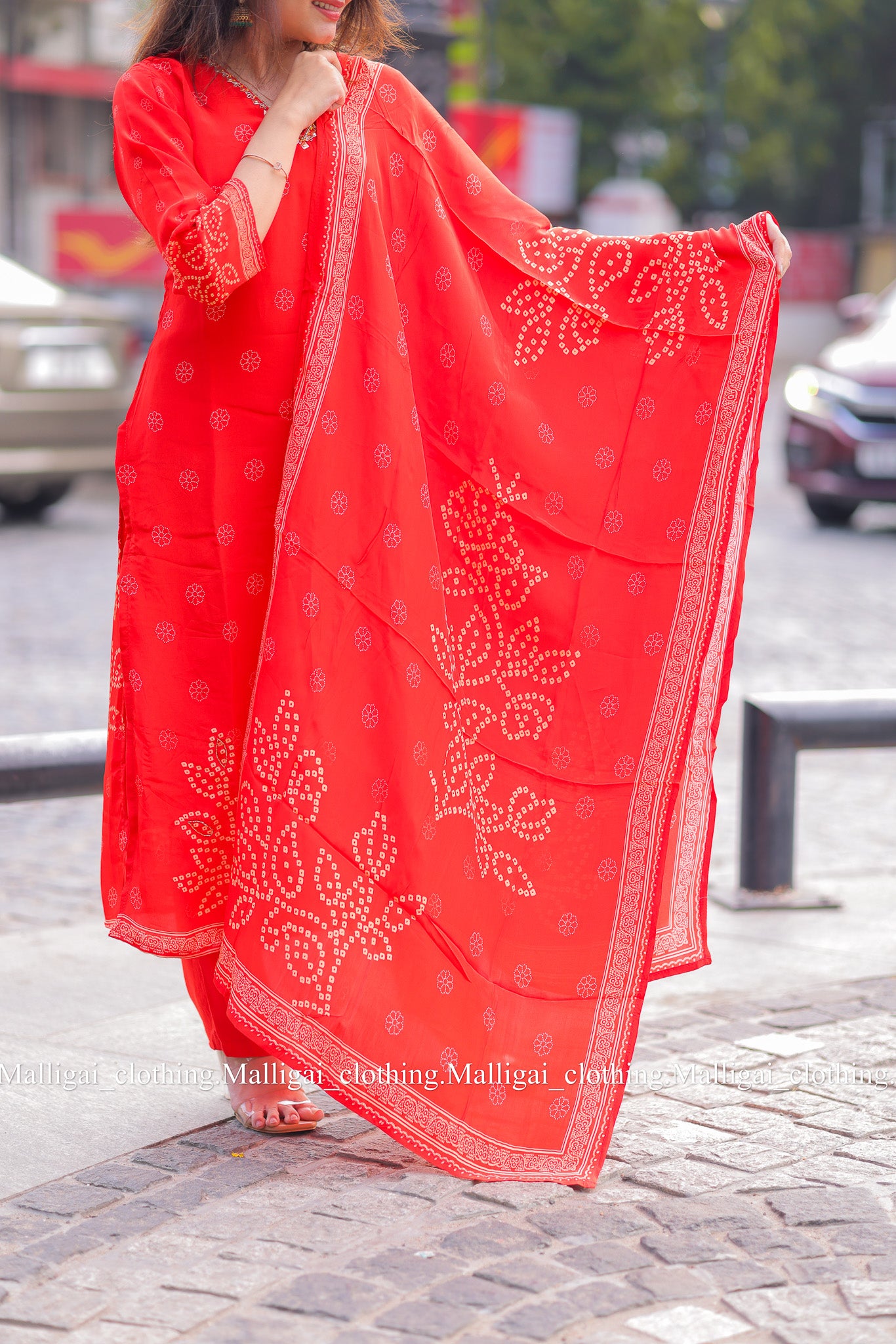 Pure Muslin Silk - Salwar Suit Red