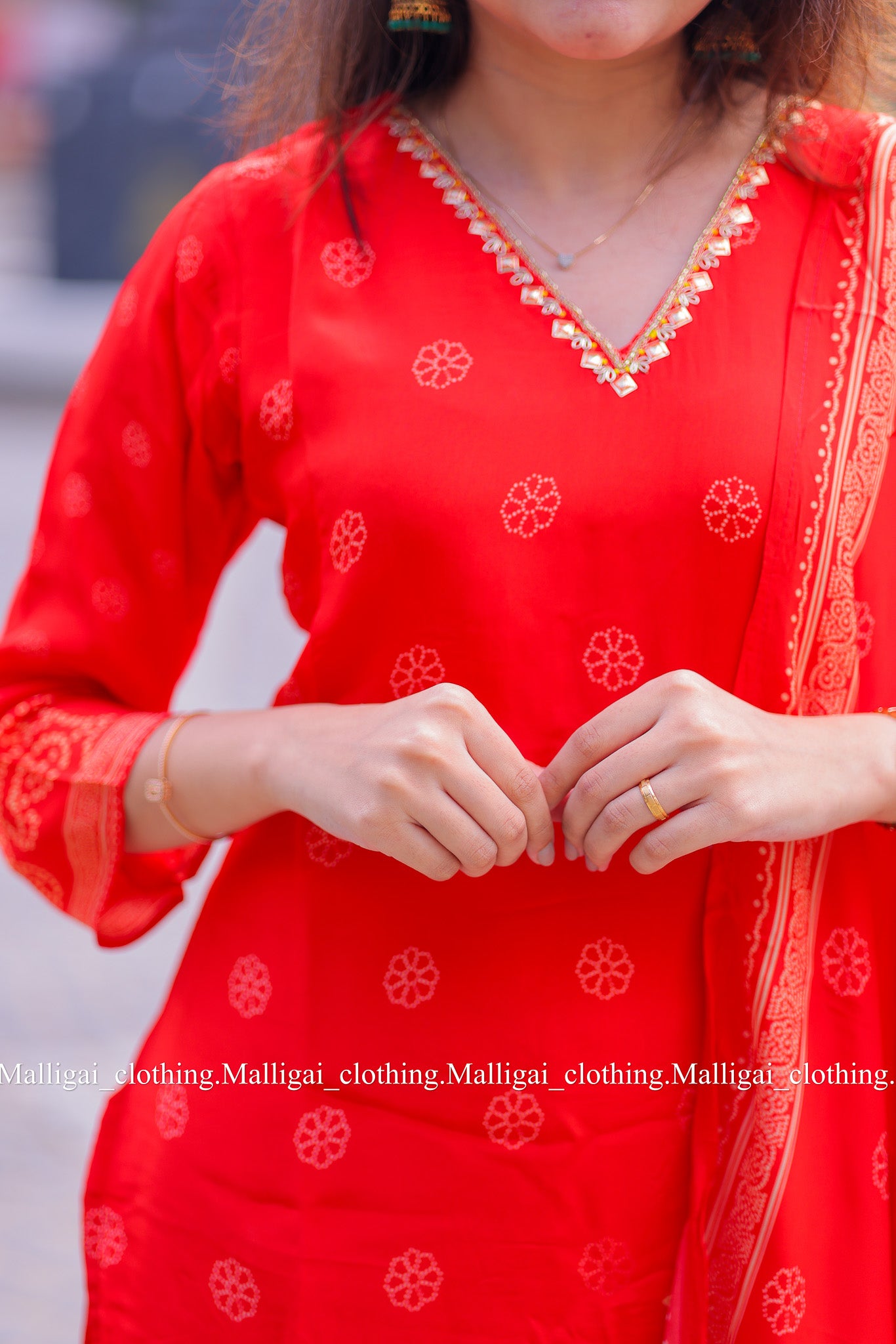 Pure Muslin Silk - Salwar Suit Red