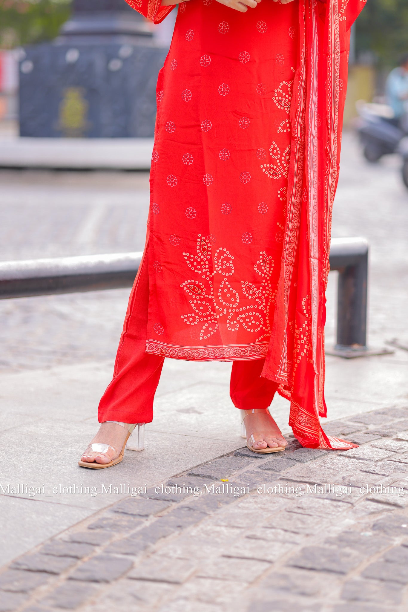 Pure Muslin Silk - Salwar Suit Red