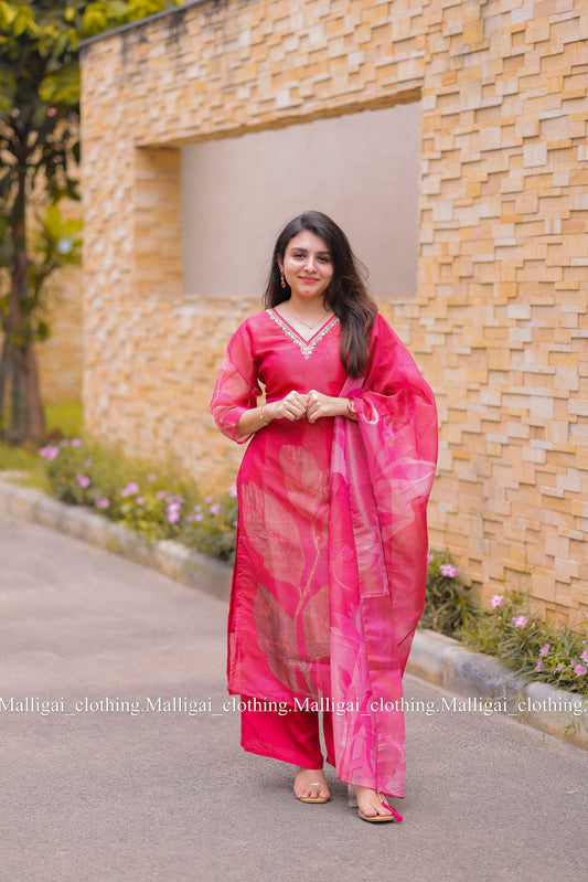 Tissue Shimmer Silk - Salwar Suit Pink