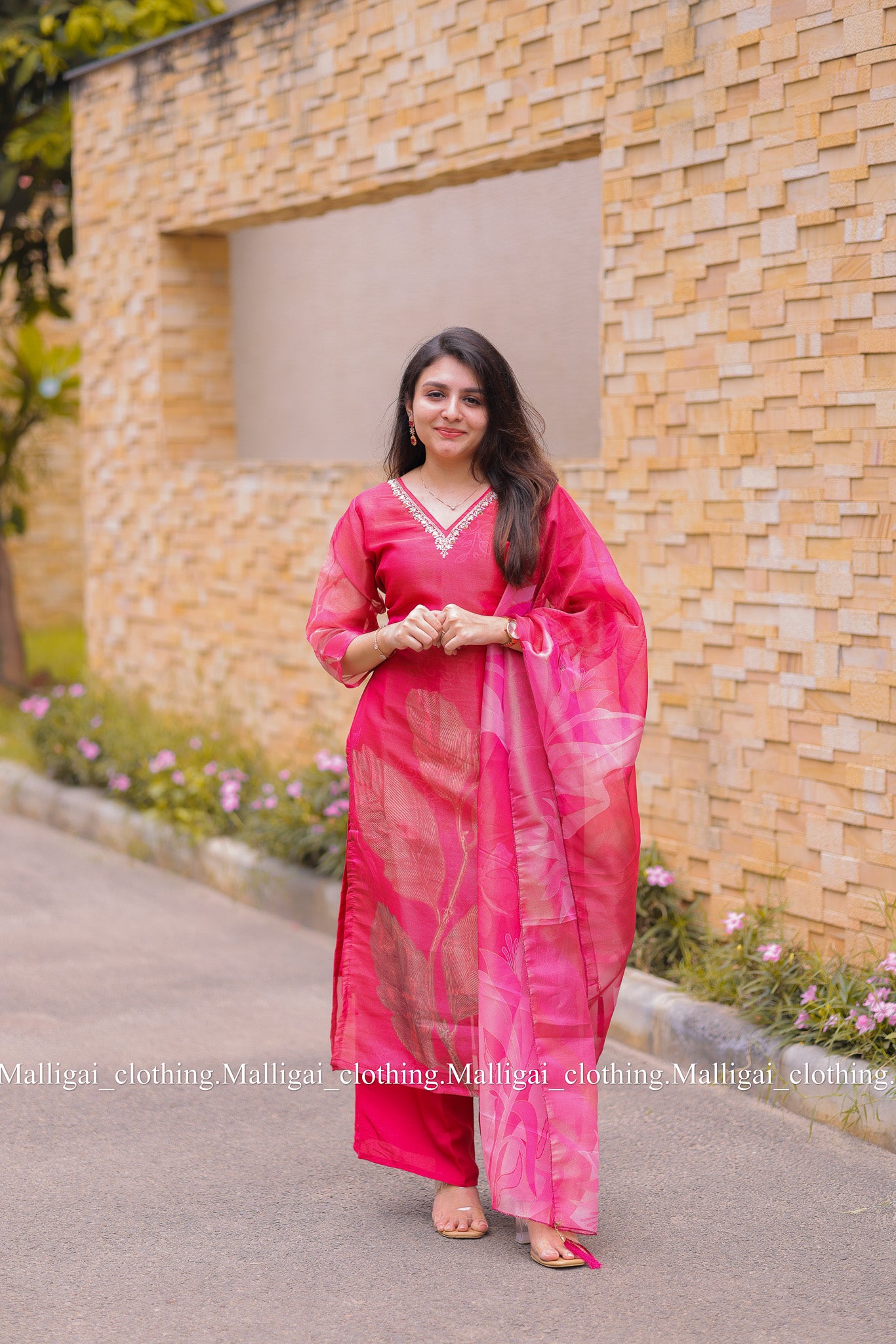 Tissue Shimmer Silk - Salwar Suit Pink
