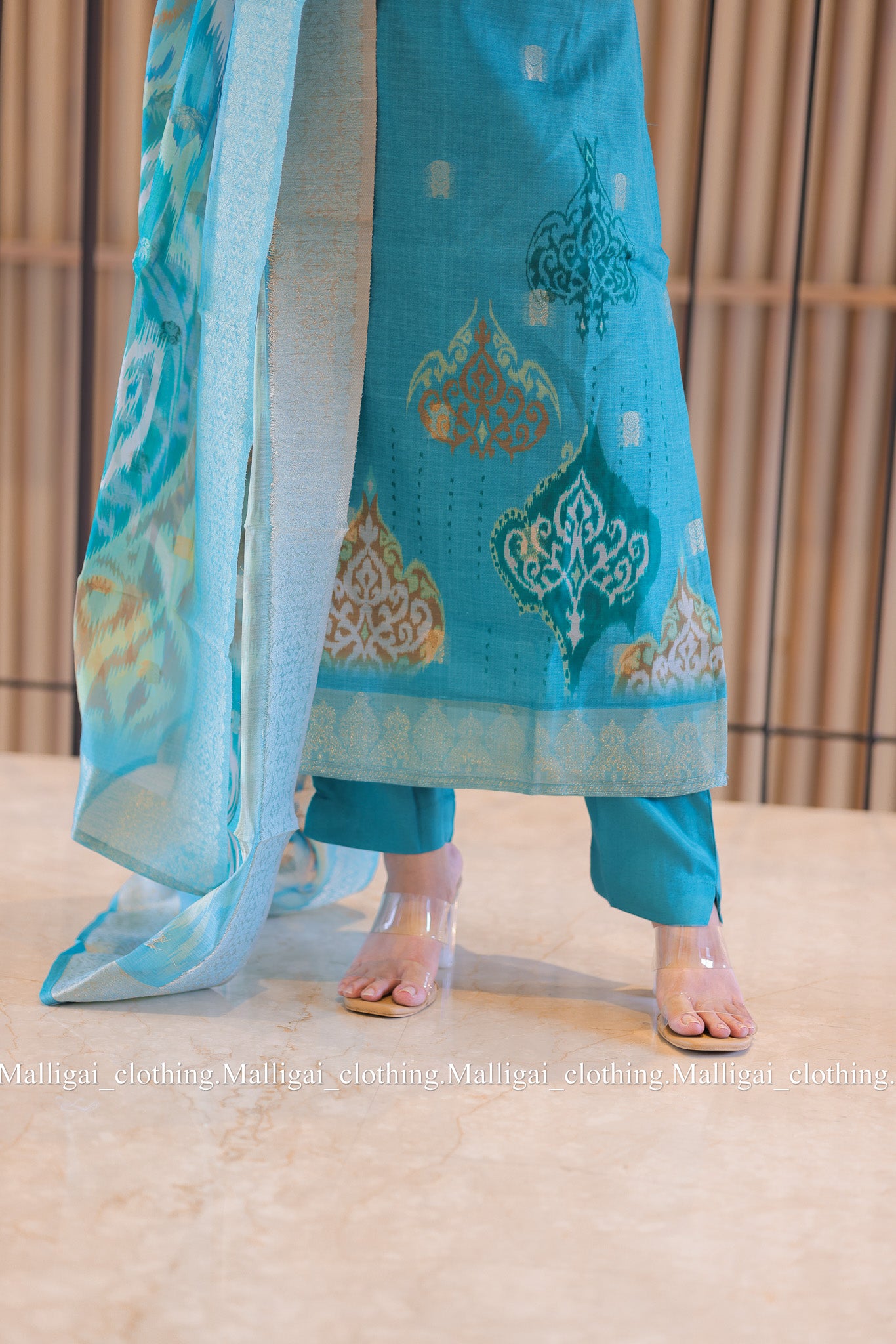 Sky blue silk cotton ethnic salwar