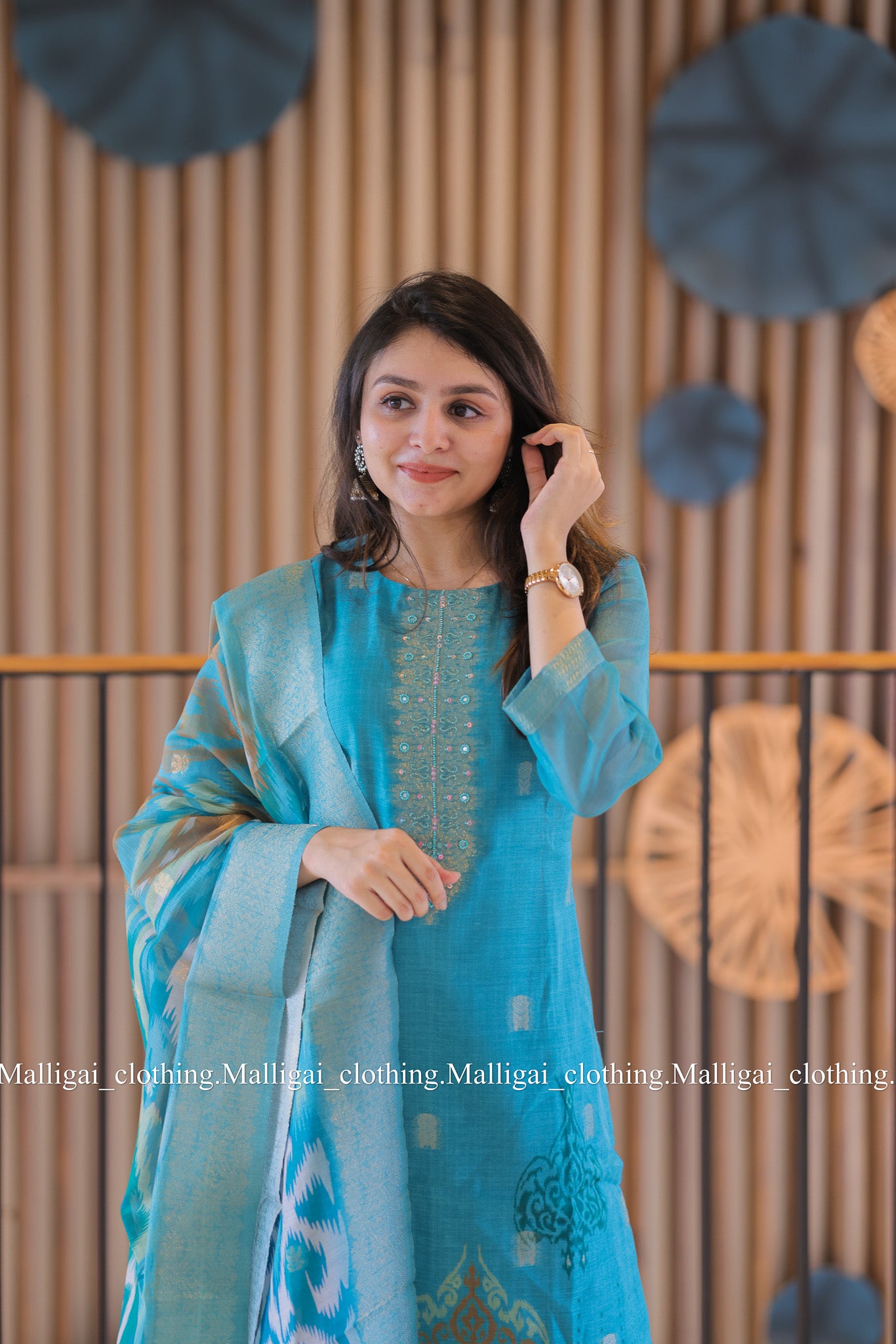 Sky blue silk cotton ethnic salwar