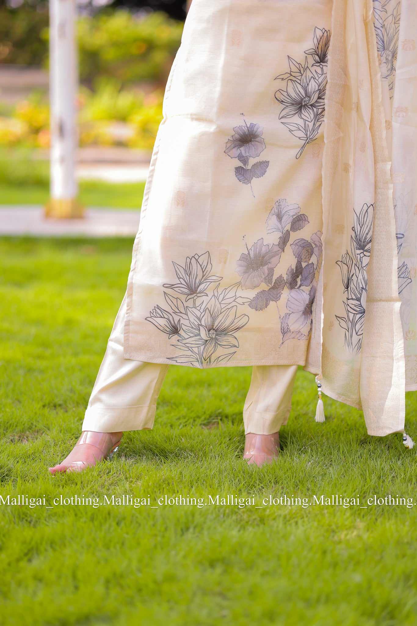 Silk cotton salwar suit - Beige