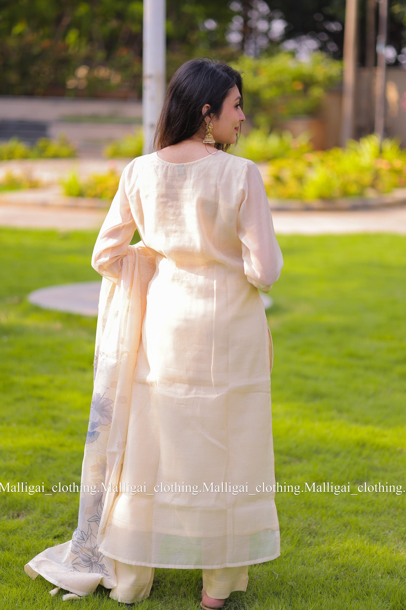 Silk cotton salwar suit - Beige