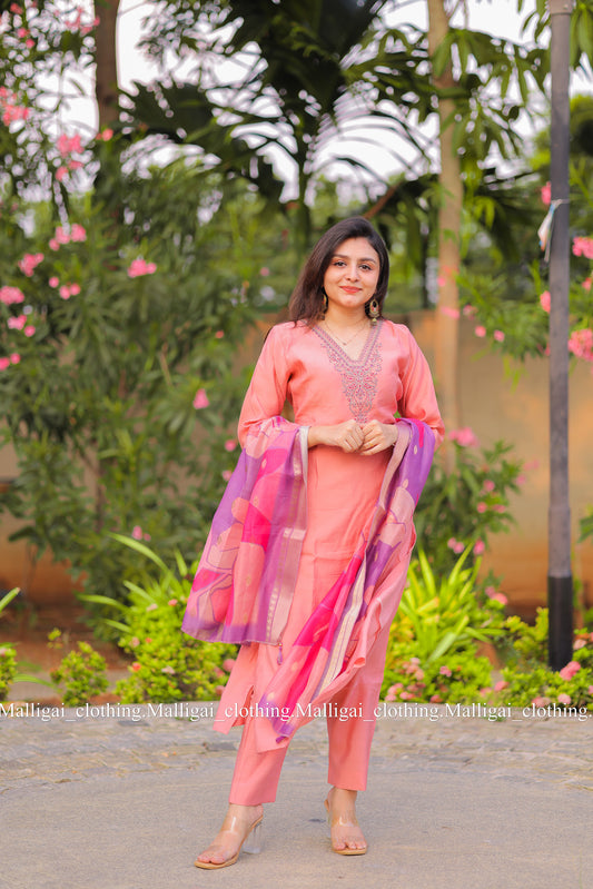 Rainbow Silk Slub - Light Orange