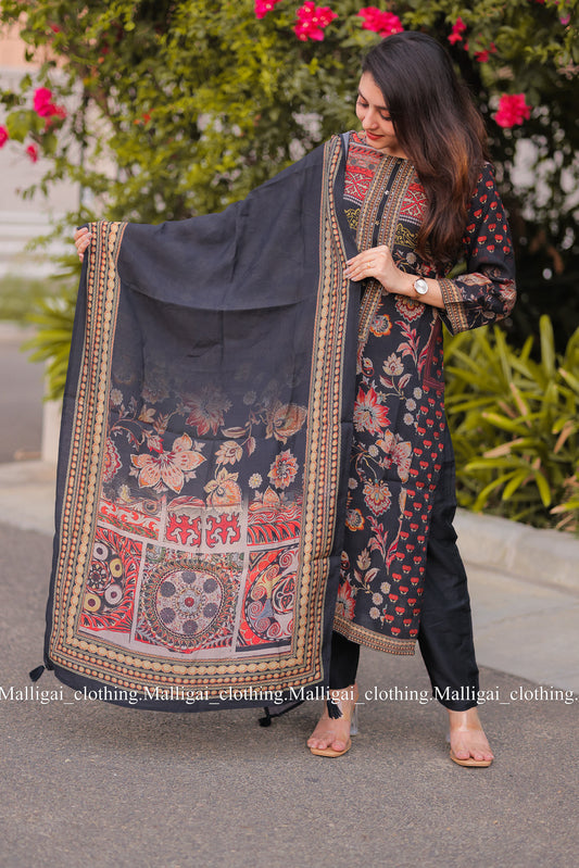 Pure Muslin Silk - Salwar Suit Black