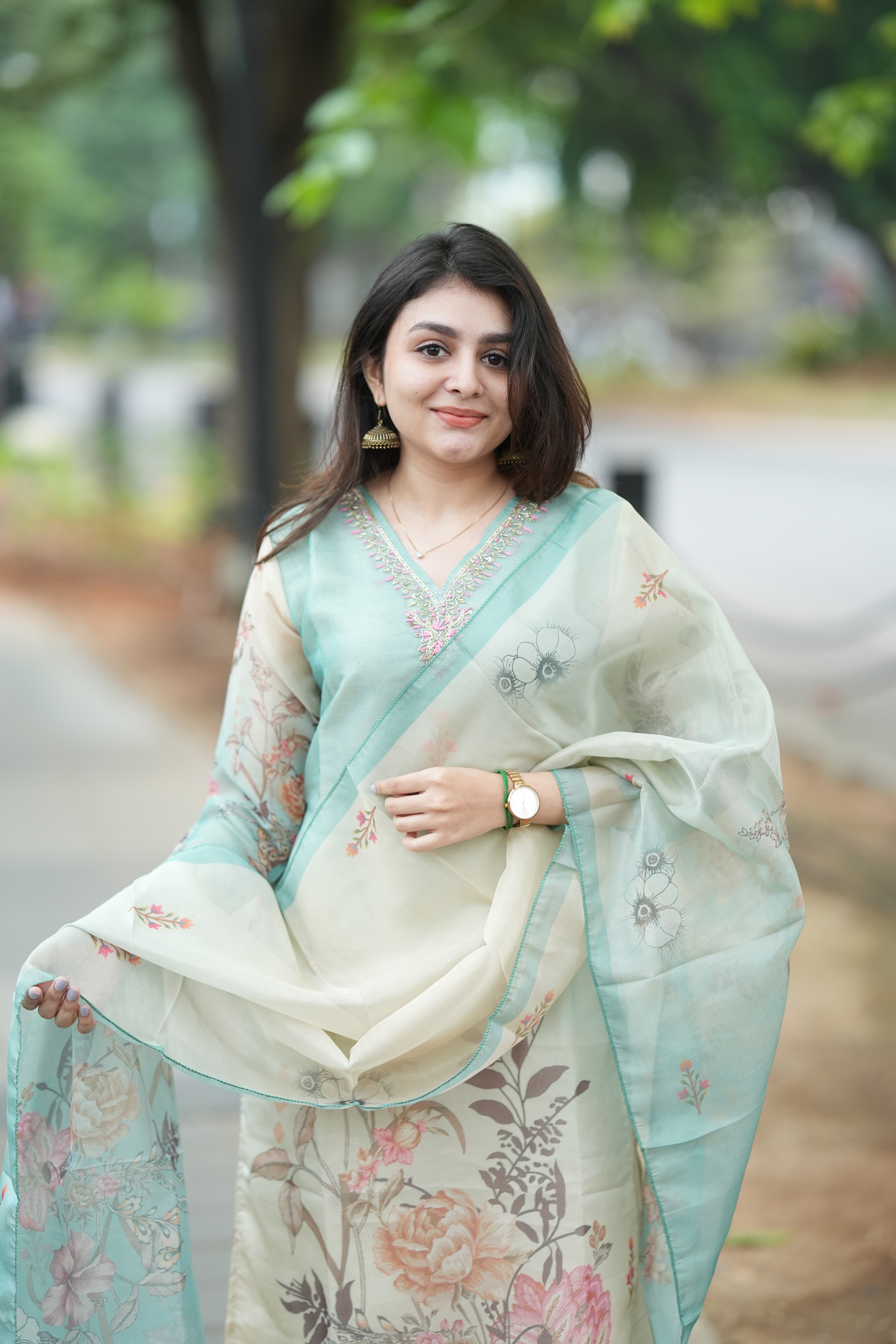 Tissue Shimmer Silk - Salwar Suit Blue