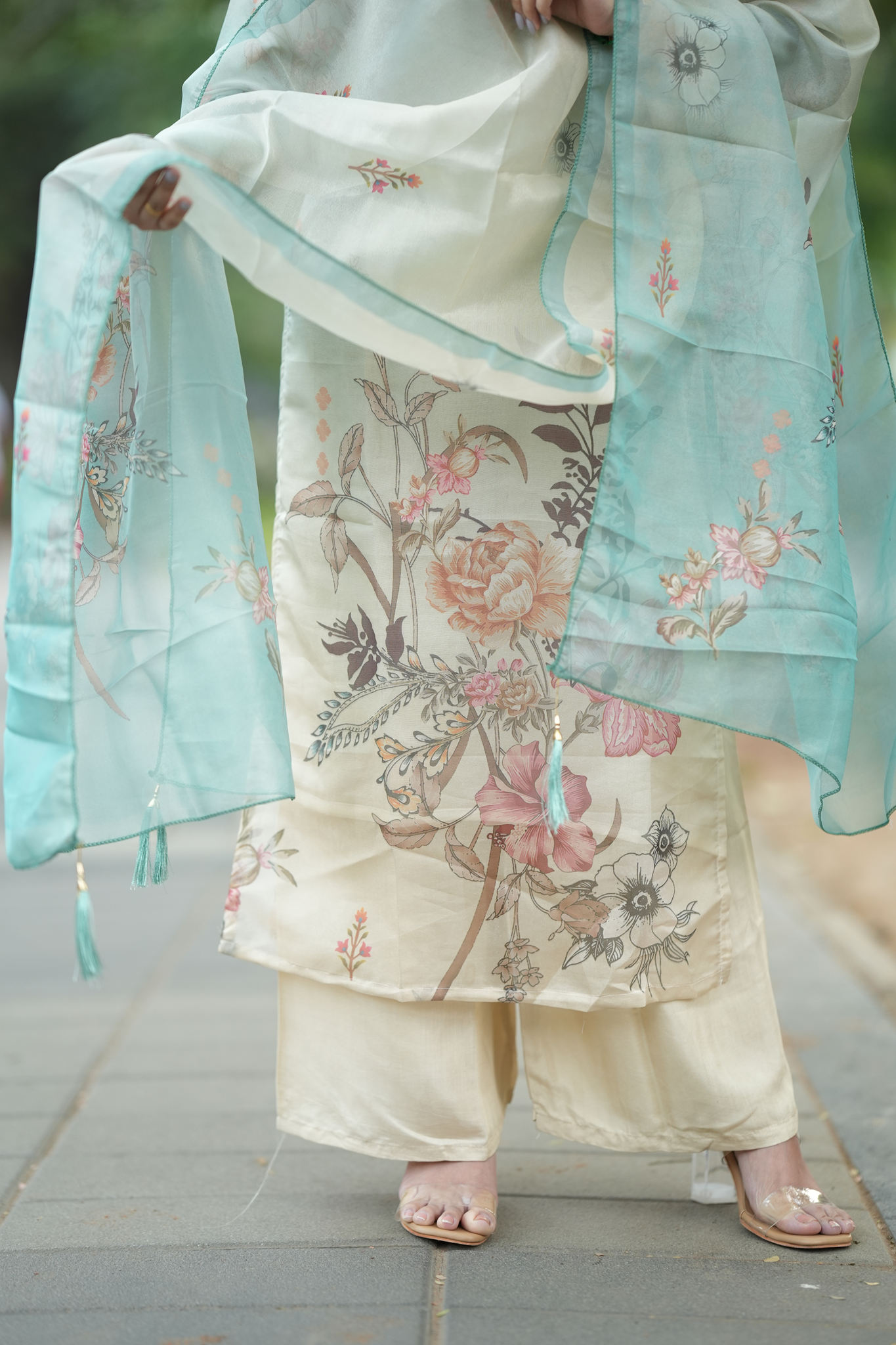 Tissue Shimmer Silk - Salwar Suit Blue