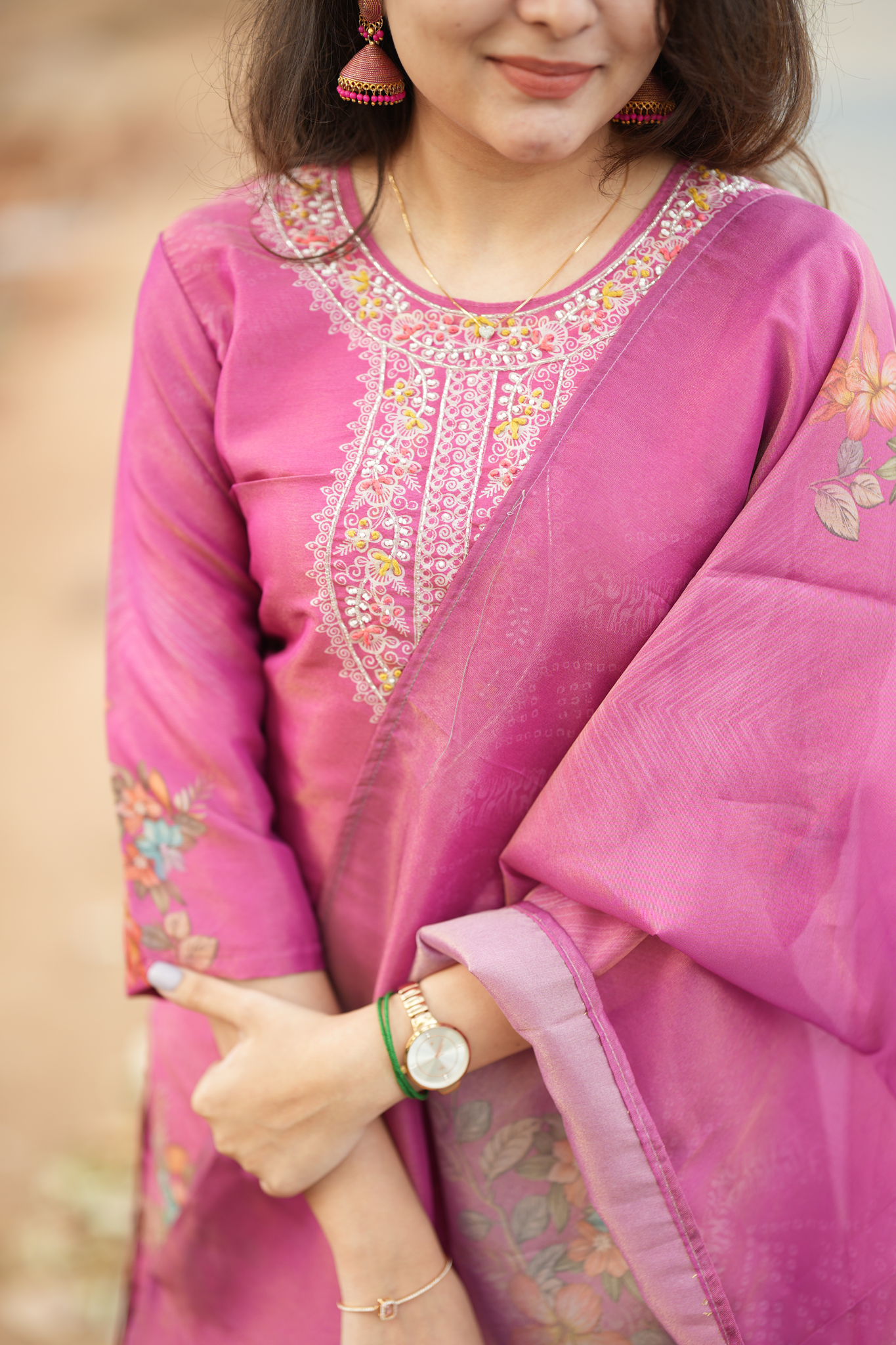 Tissue Shimmer Silk - Salwar Suit Pink
