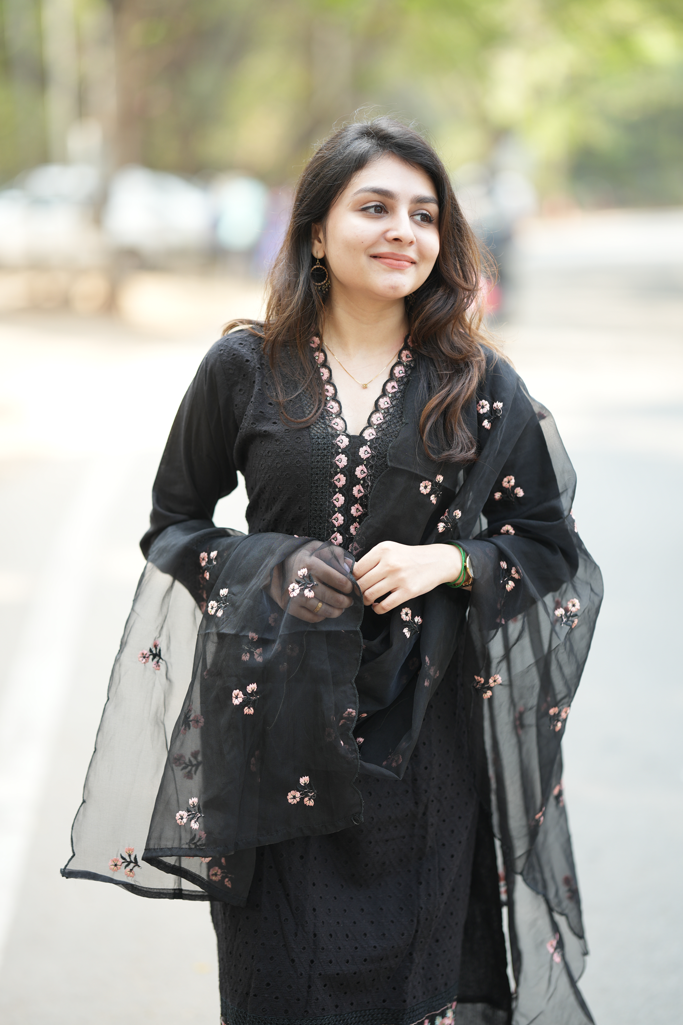 Black Embroidered Cotton Blend - Straight Salwar Suit