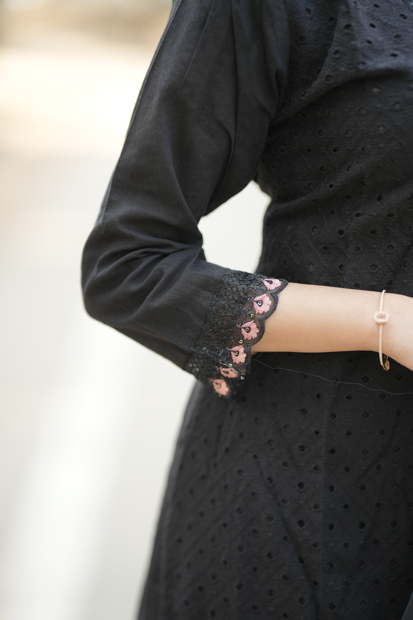 Black Embroidered Cotton Blend - Straight Salwar Suit