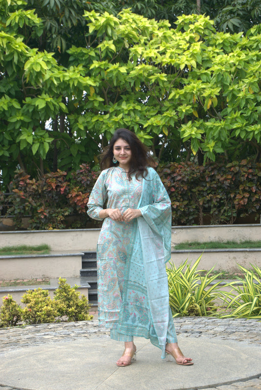 Cotton 3 Piece Sets Blue and Green Mix