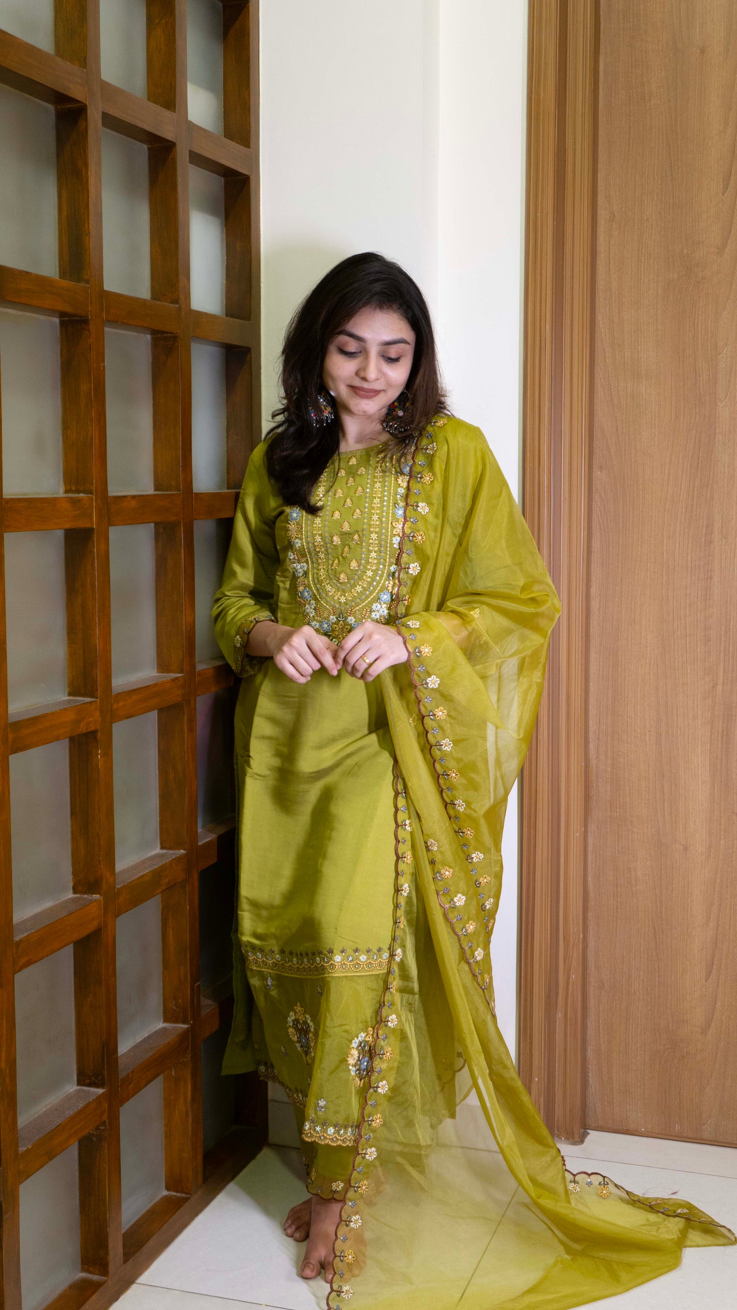 Mehendi Green 3 Piece set - Modal Silk Salwar Suit