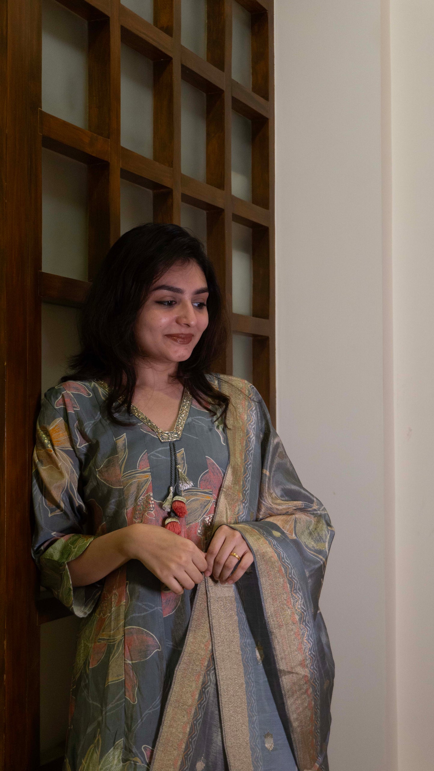 Grey 3 piece - Pure Silk Salwar Suit
