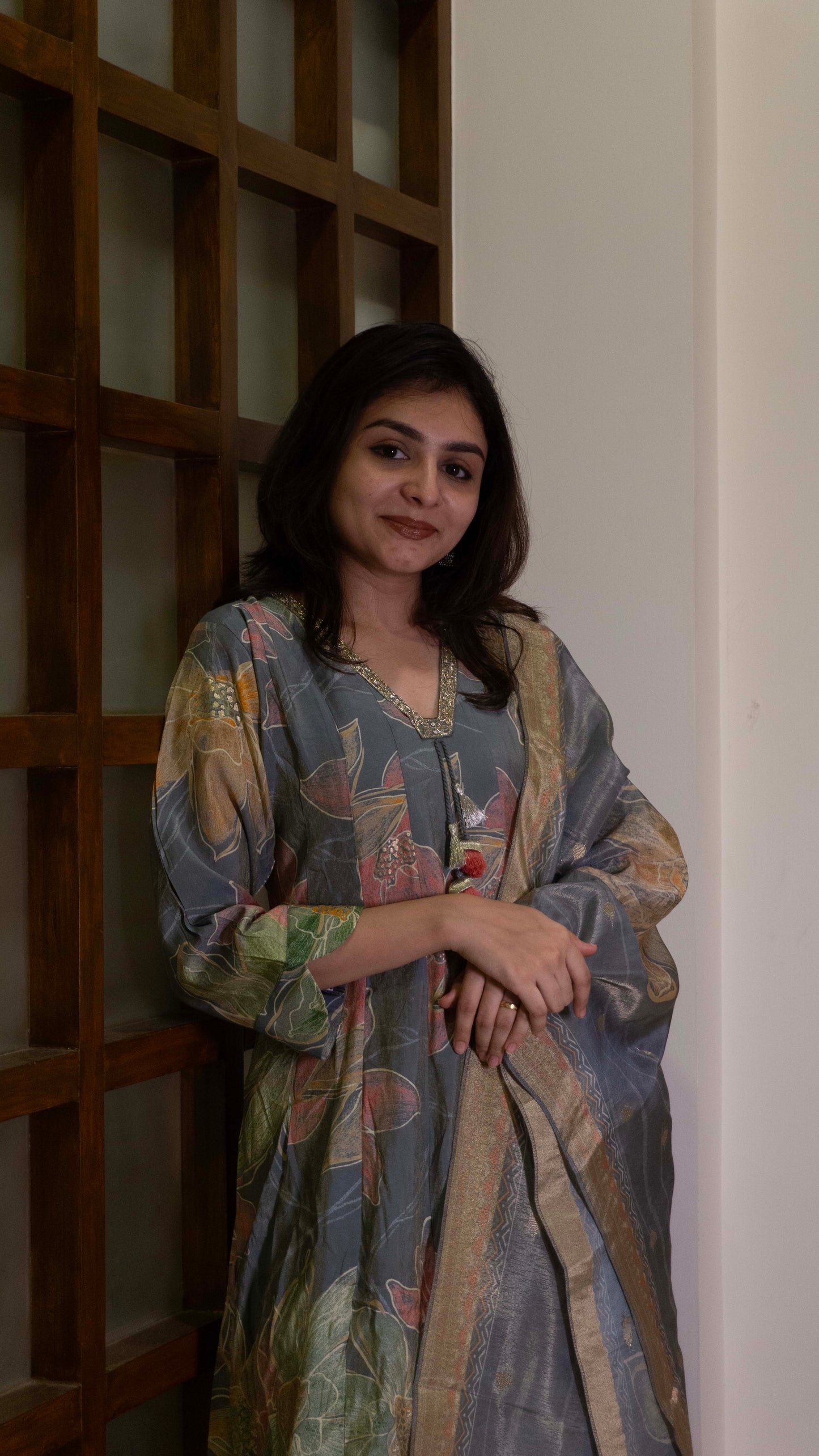 Grey 3 piece - Pure Silk Salwar Suit