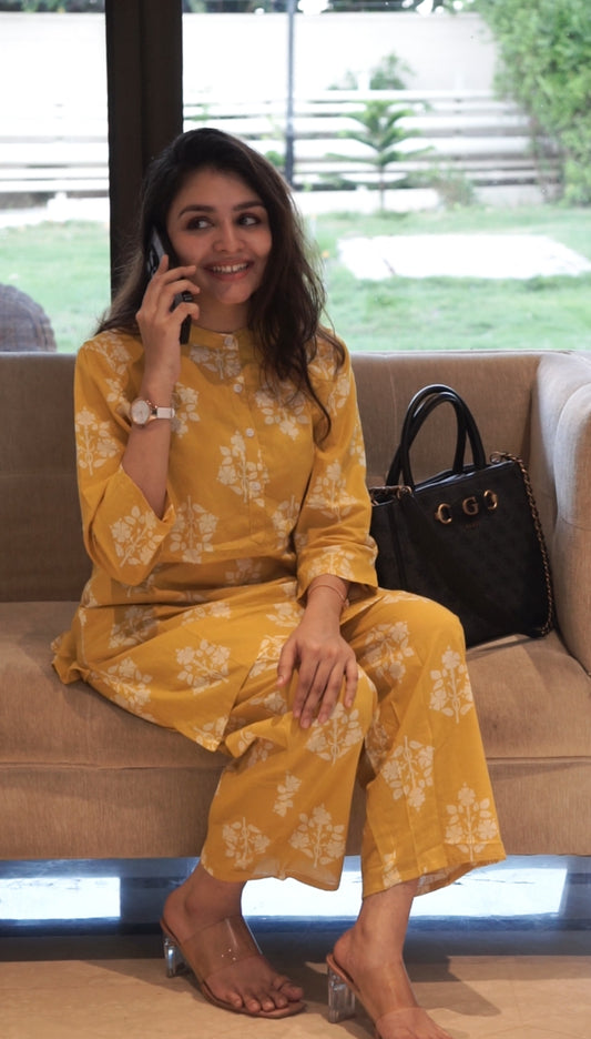Cotton Co-ord set - Mustard