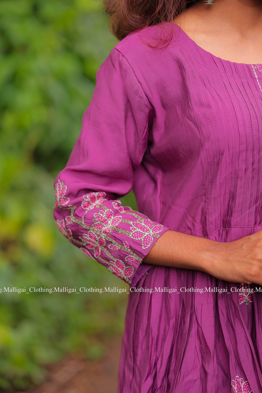 Chanderi Silk - Purple 3 piece salwar suit with Lining