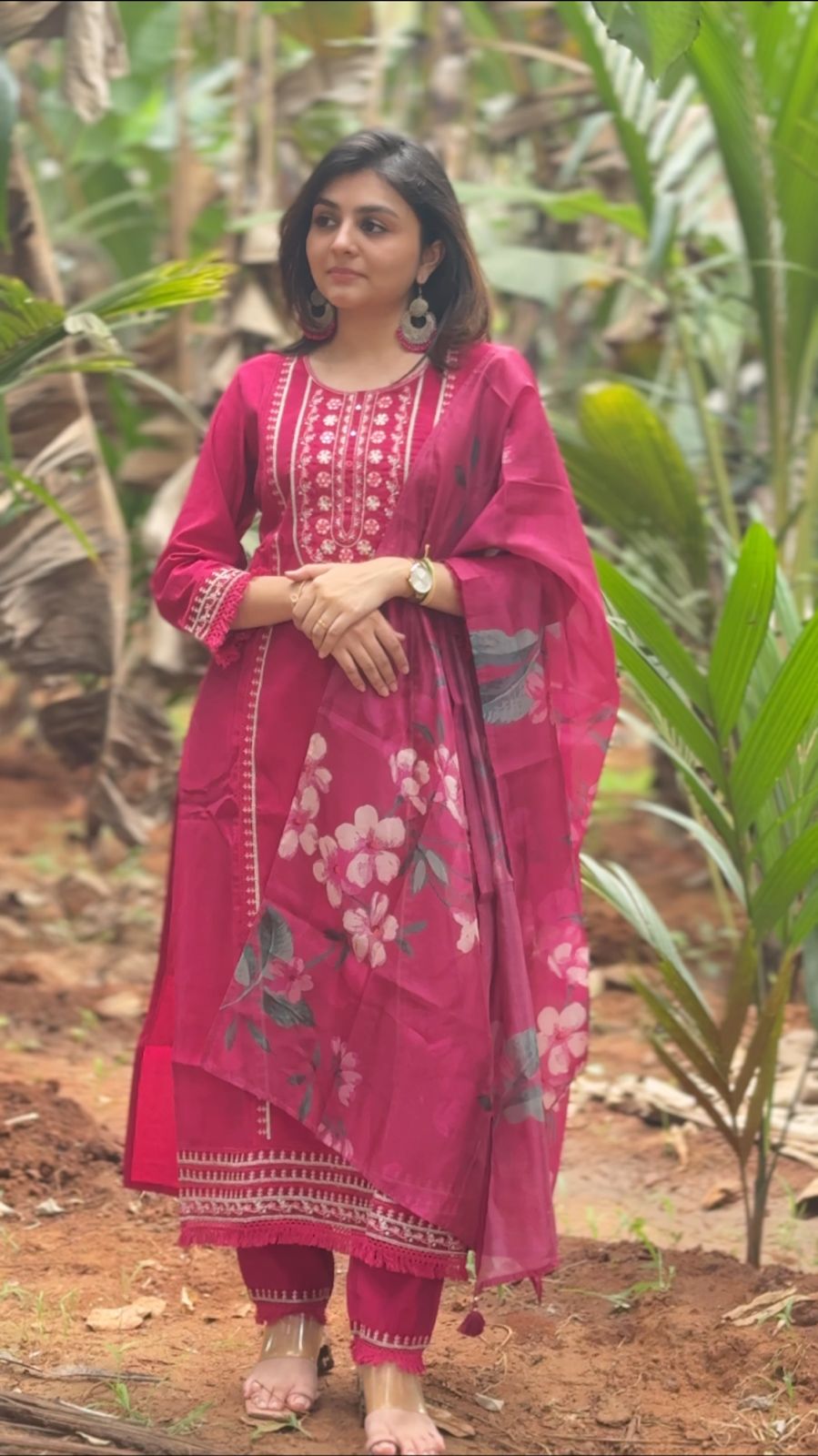 Pink Roman Silk - 3 piece Salwar Suit