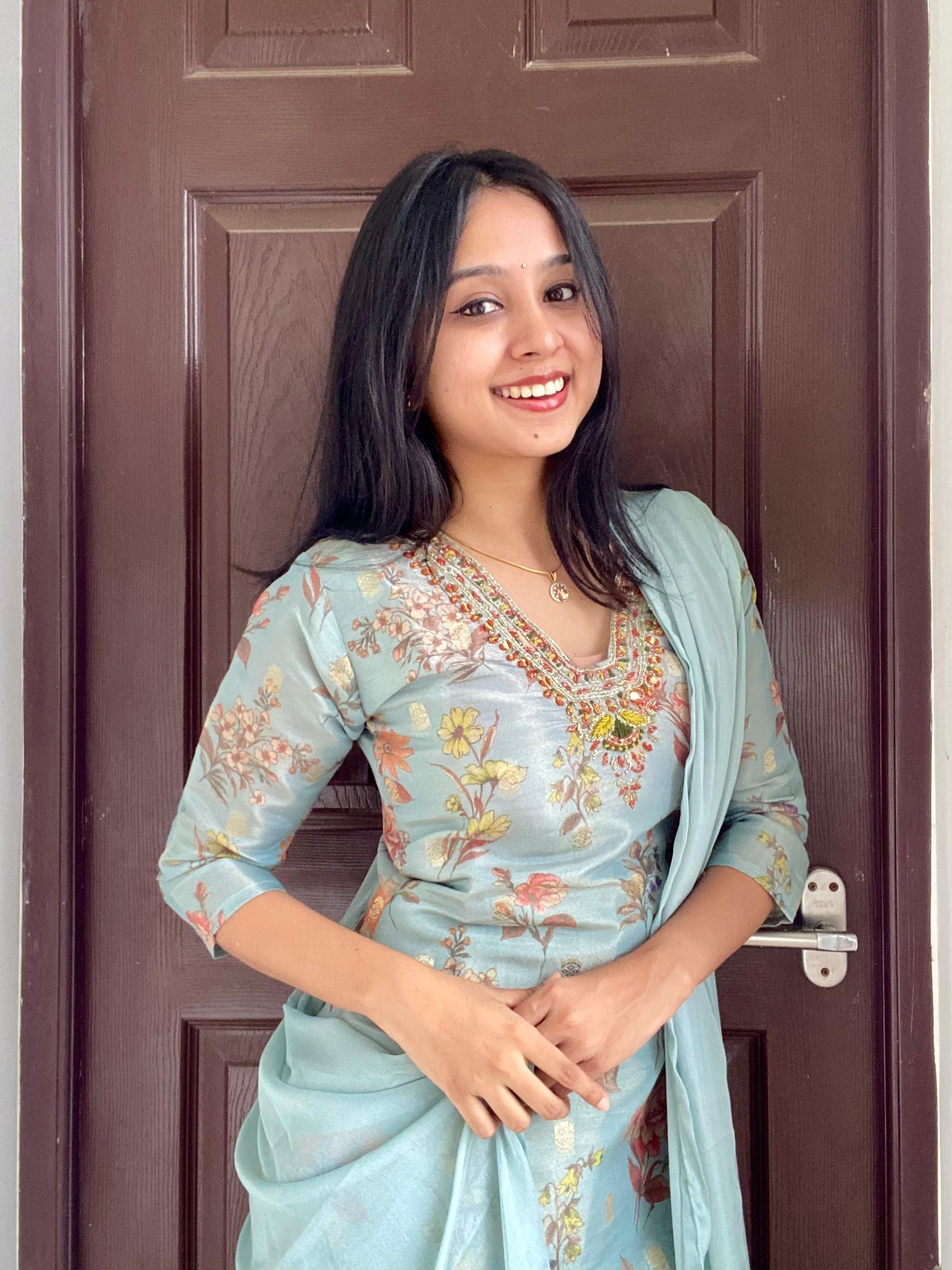 Shimmer Silk - Light Blue - 3 Piece Salwar Suit