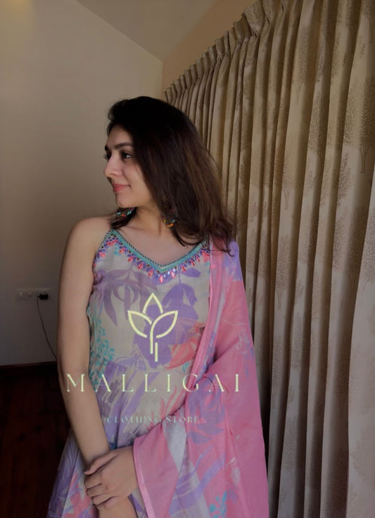 Cotton Sleeveless - Light Pink 3 piece salwar