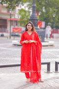 Pure Muslin Silk - Salwar Suit Red