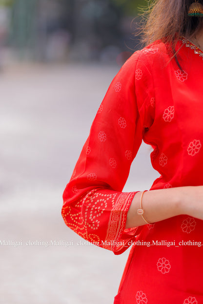 Pure Muslin Silk - Salwar Suit Red
