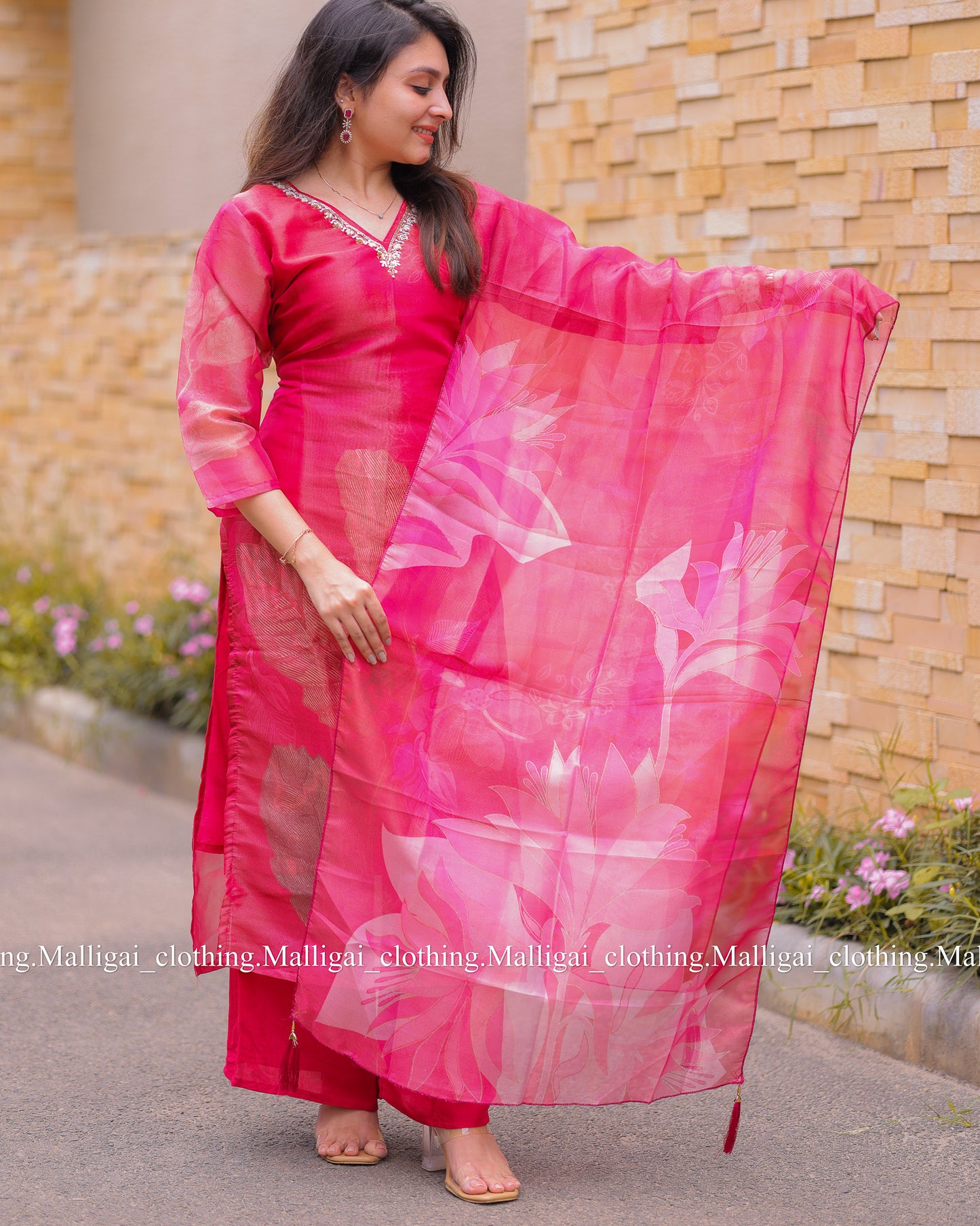 Tissue Shimmer Silk - Salwar Suit Pink