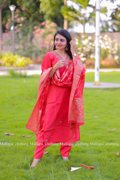 Roman Silk - Salwar Suit Red