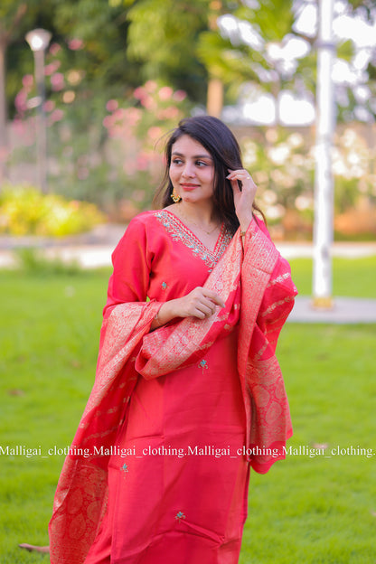 Roman Silk - Salwar Suit Red