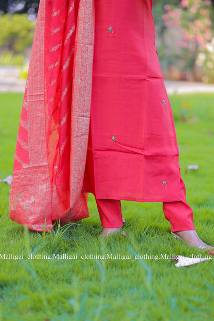 Roman Silk - Salwar Suit Red