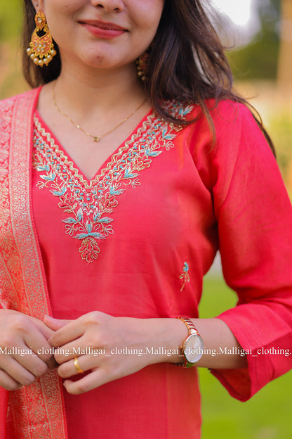 Roman Silk - Salwar Suit Red