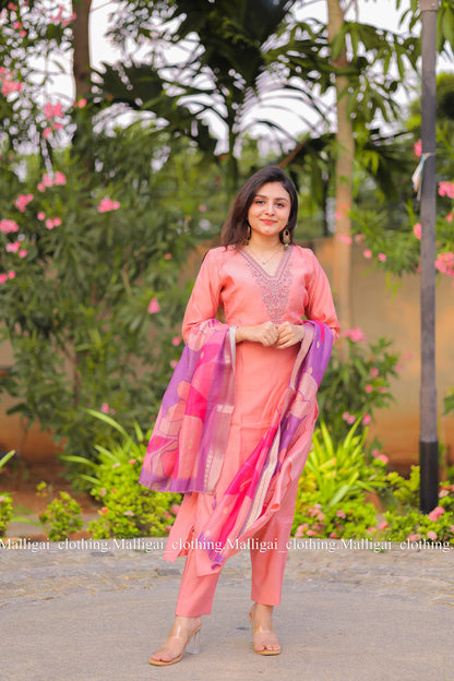 Rainbow Silk Slub - Light Orange