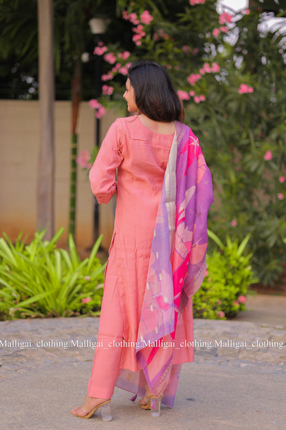 Rainbow Silk Slub - Light Orange