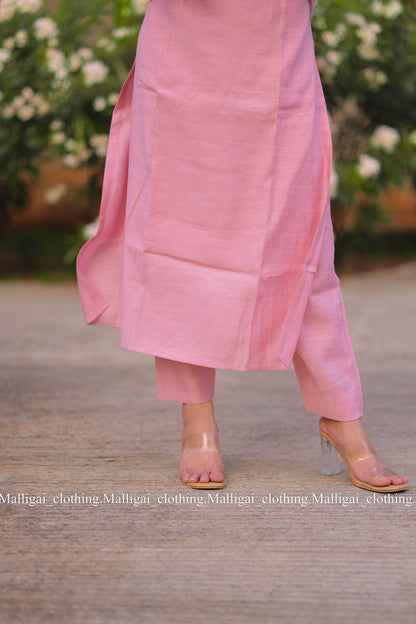 Rainbow Silk Slub - Light Pink