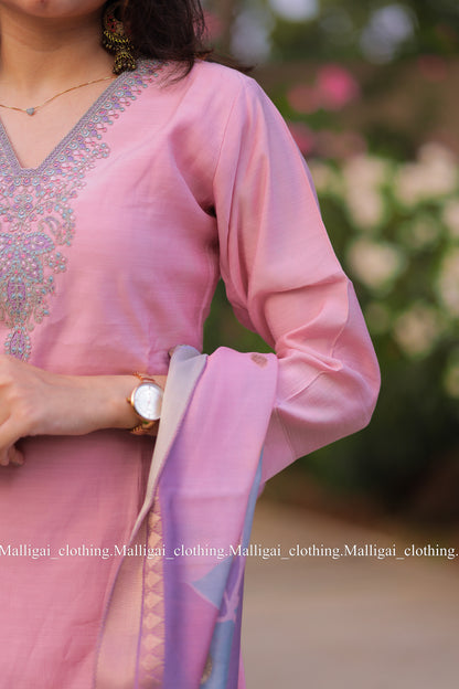 Rainbow Silk Slub - Light Pink
