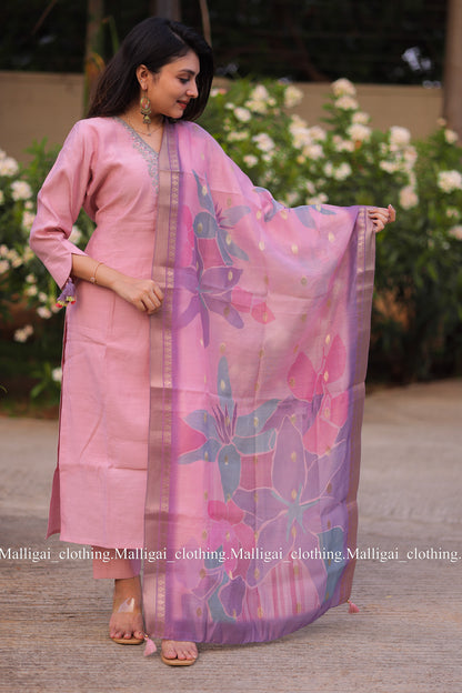 Rainbow Silk Slub - Light Pink