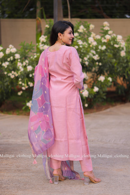 Rainbow Silk Slub - Light Pink