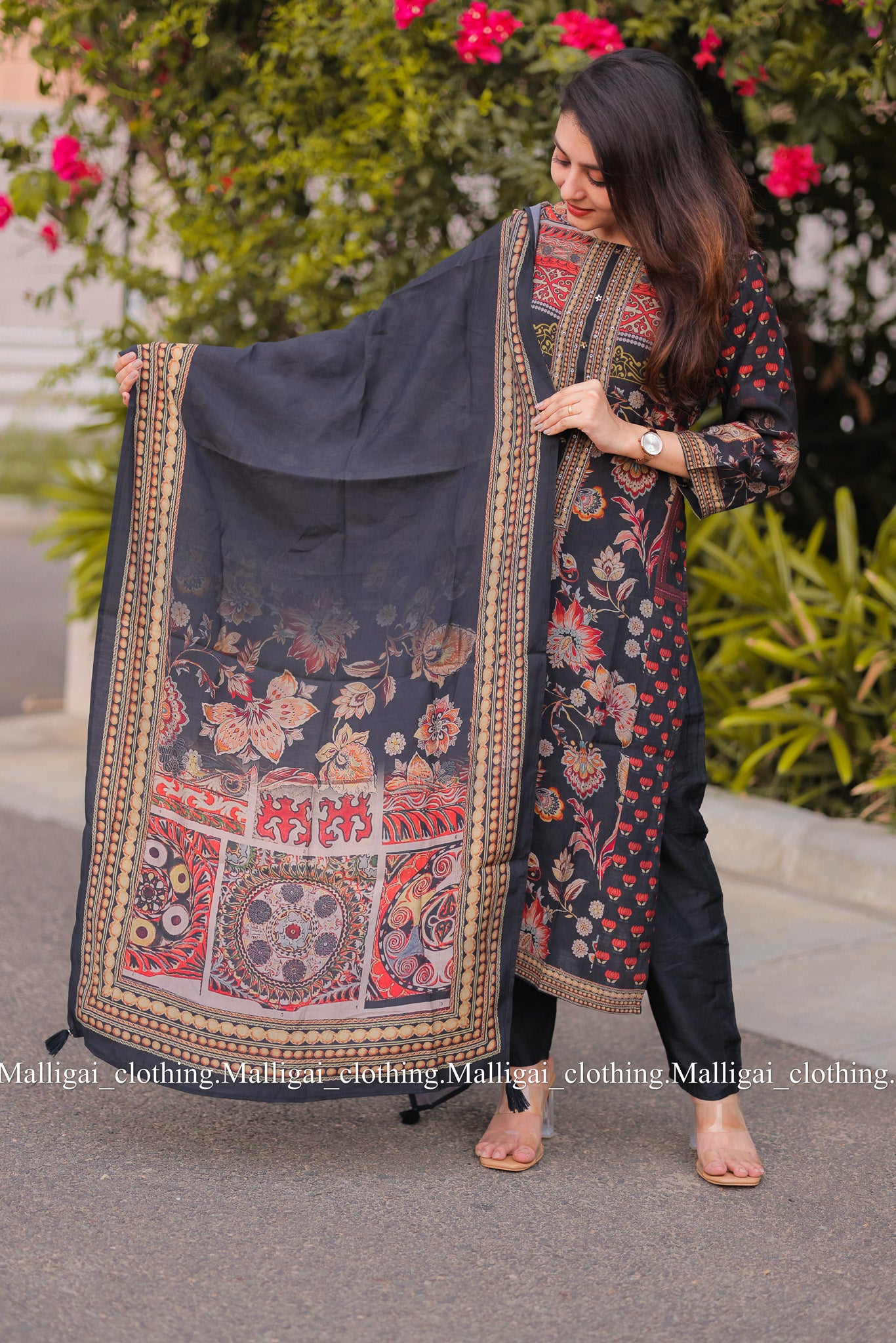 Pure Muslin Silk - Salwar Suit Black
