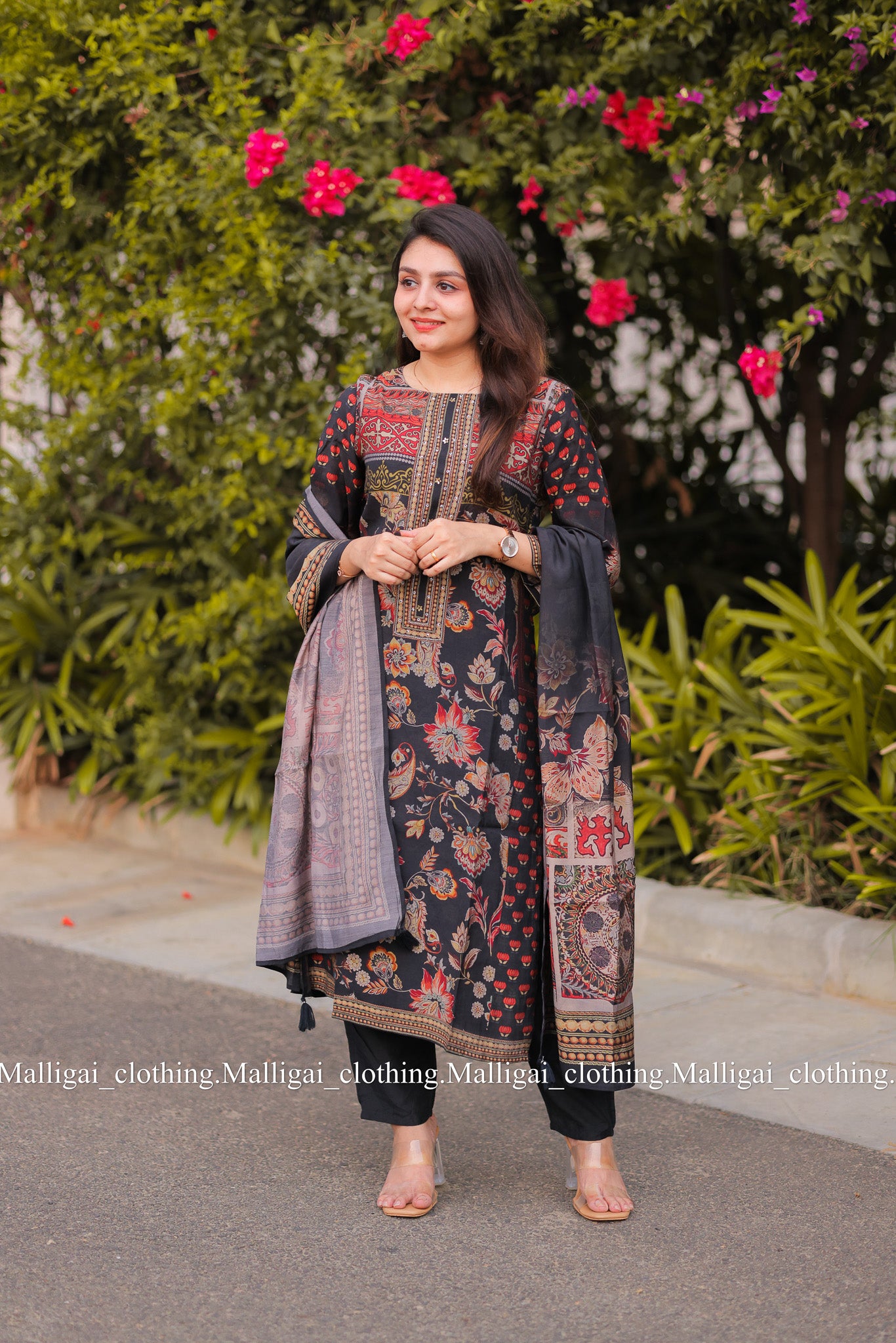 Pure Muslin Silk - Salwar Suit Black