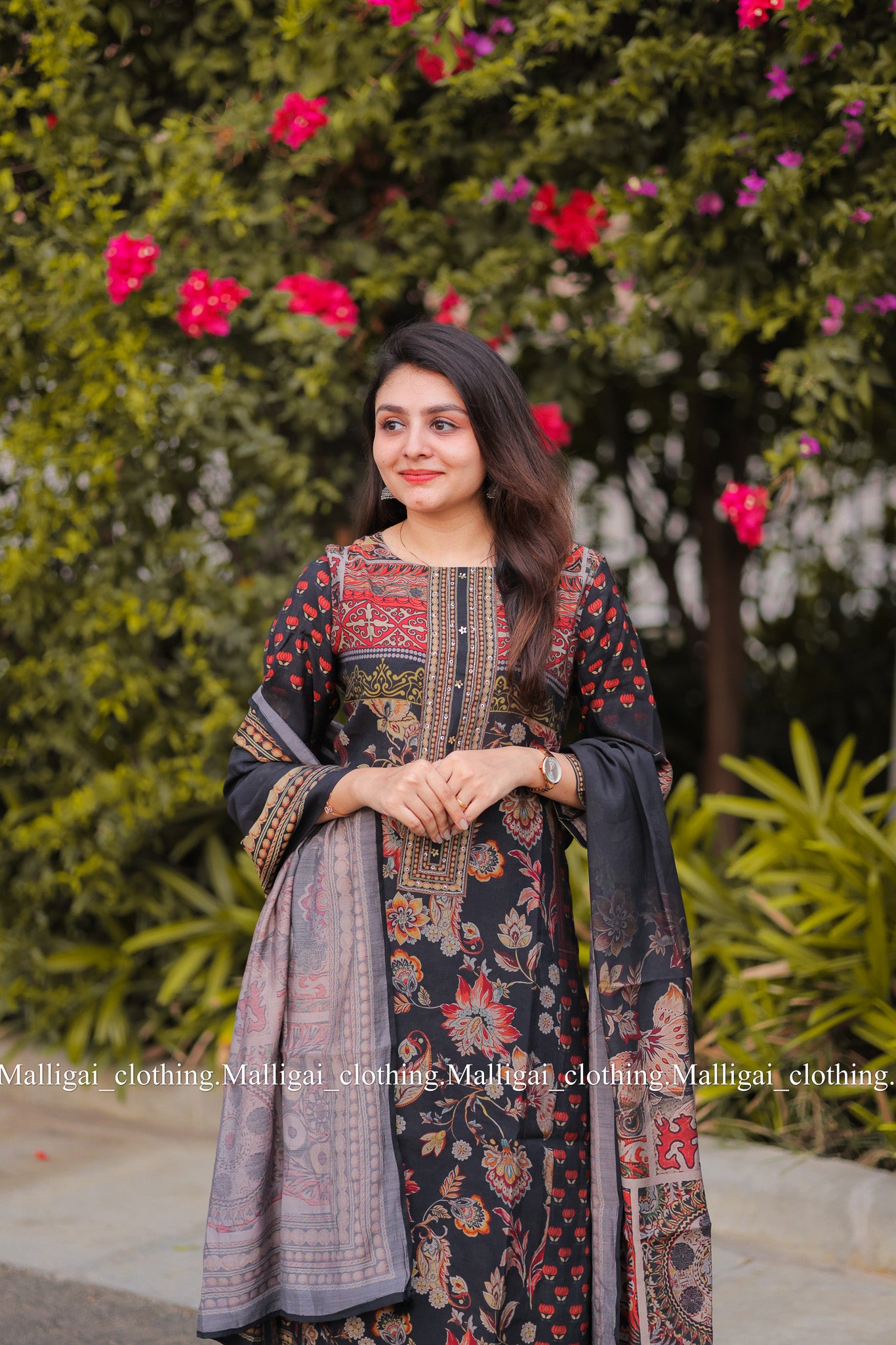 Pure Muslin Silk - Salwar Suit Black