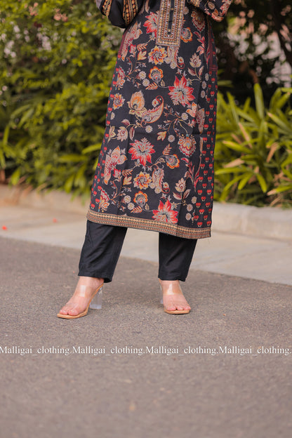 Pure Muslin Silk - Salwar Suit Black
