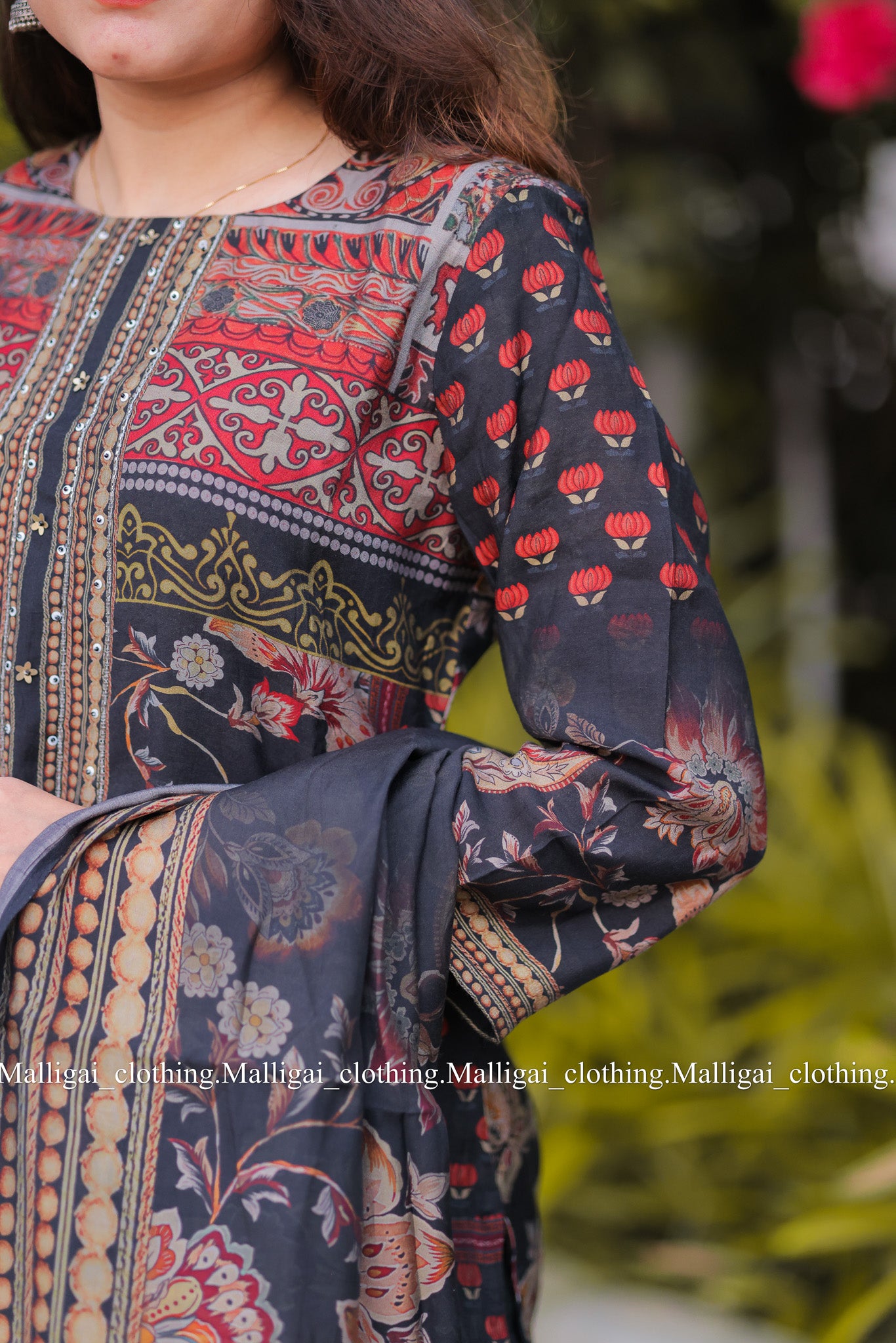 Pure Muslin Silk - Salwar Suit Black
