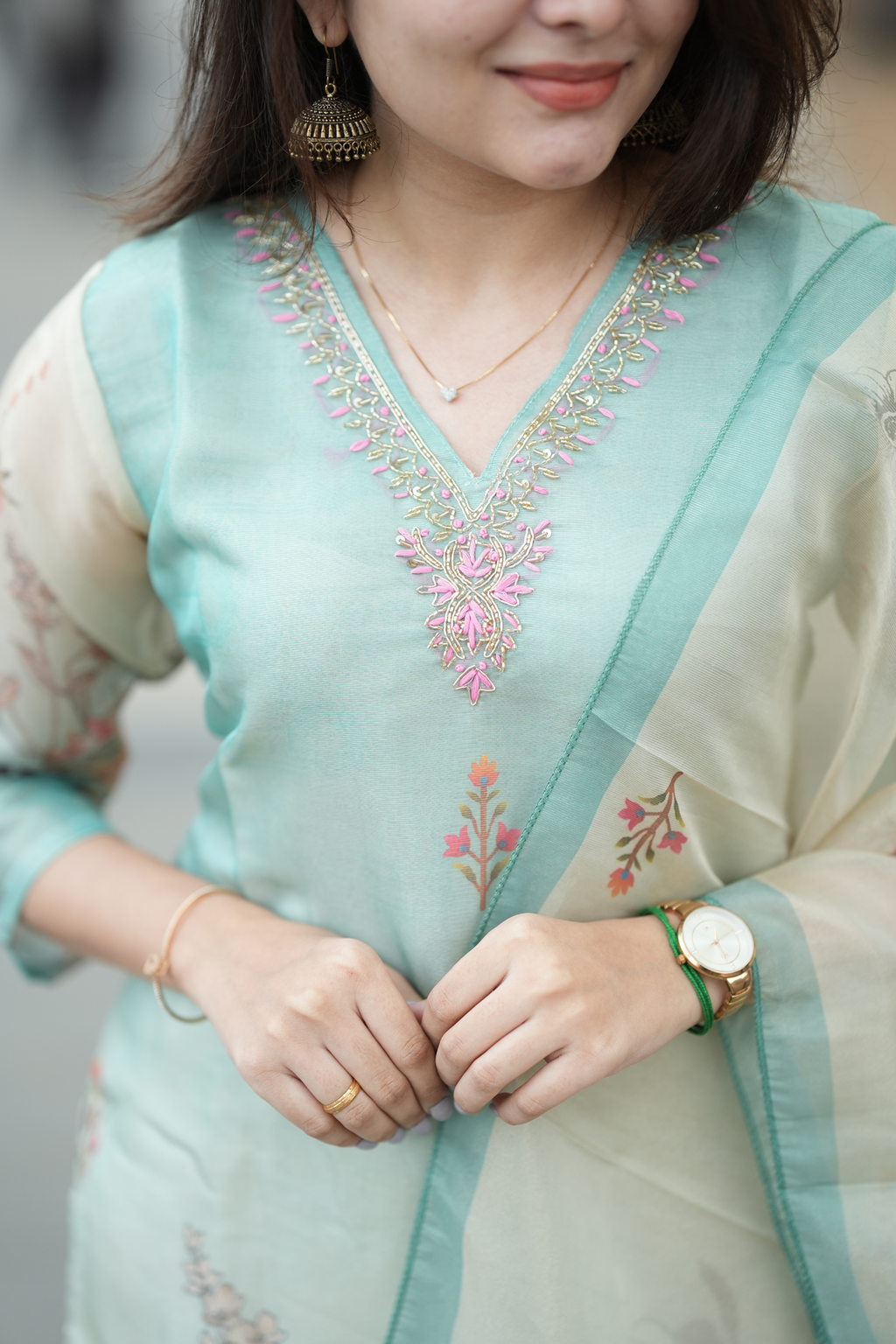 Tissue Shimmer Silk - Salwar Suit Blue