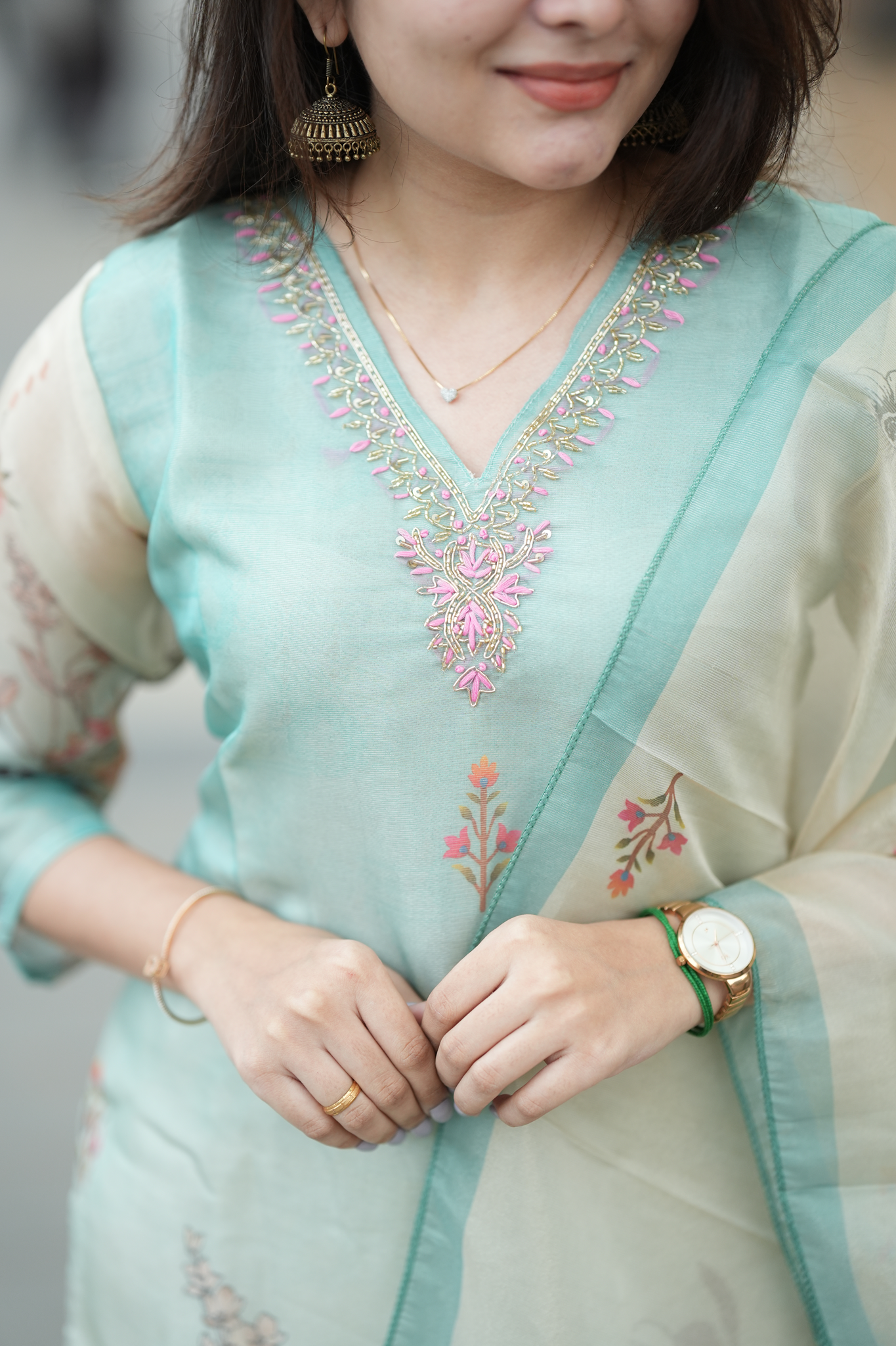 Tissue Shimmer Silk - Salwar Suit Blue