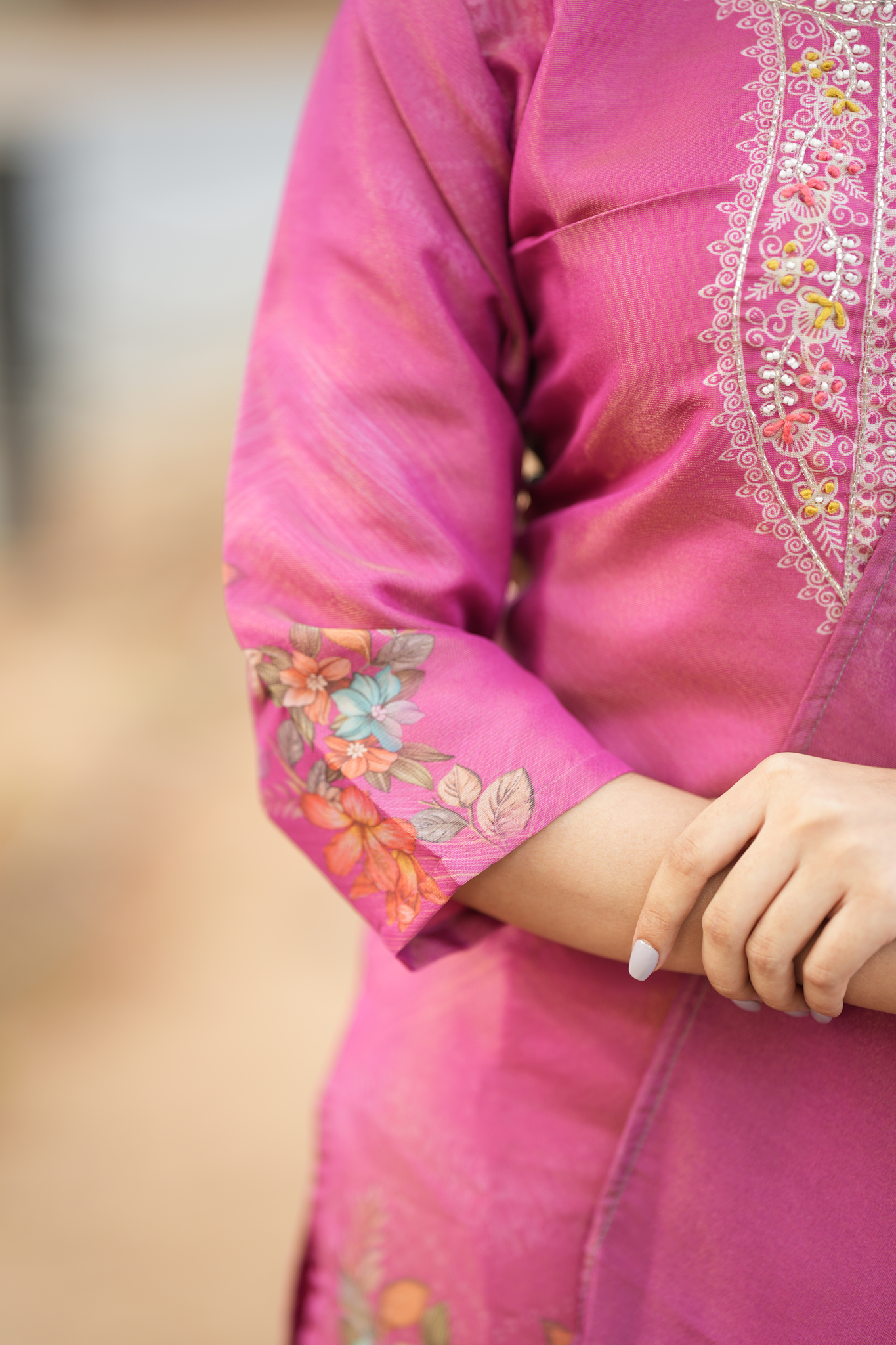 Tissue Shimmer Silk - Salwar Suit Pink