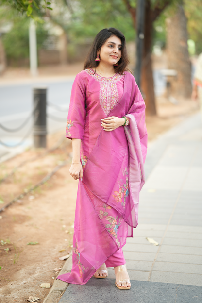 Tissue Shimmer Silk - Salwar Suit Pink