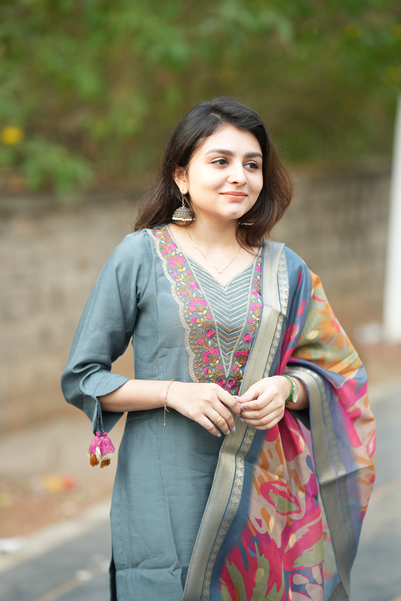 Rainbow Silk Slub - Grey