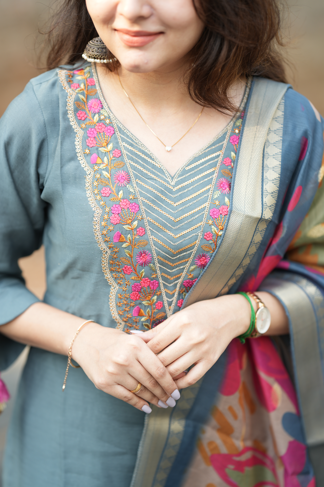 Rainbow Silk Slub - Grey